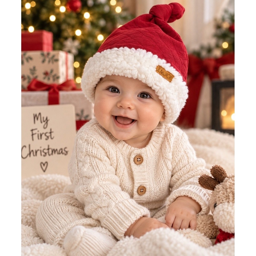 Lila & Jack Baby Santa Hat Red White Sherpa Christmas Holiday New With Tag